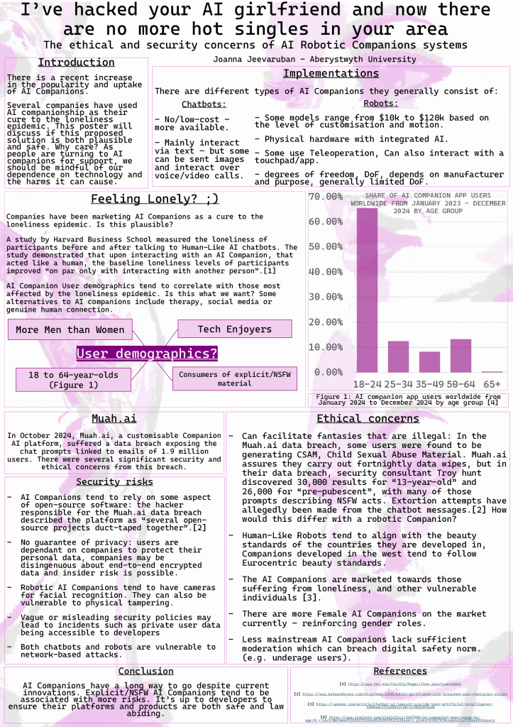Joanna's poster: I've hacked your AI girlfriend and now there are no more hot singles in your area